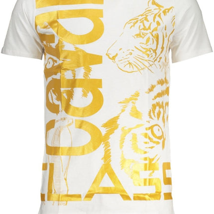 SEO. Cavalli Class Grünes Kurzärmeliges Herren - T-Shirt - Weiß Linkreich