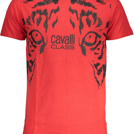 SEO. Cavalli Class Grünes Kurzärmeliges Herren - T-Shirt - Rot Linkreich