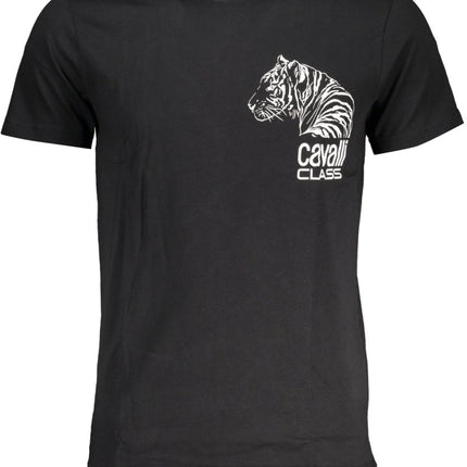 SEO. Cavalli Class Herren - Kurzärmeliges T-Shirt Blau - Schwarz Linkreich