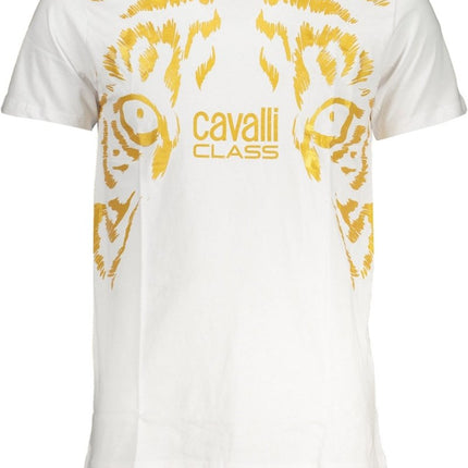 SEO. Cavalli Class Herren-Kurzärmeliges T-Shirt Weiss - Weiß Linkreich
