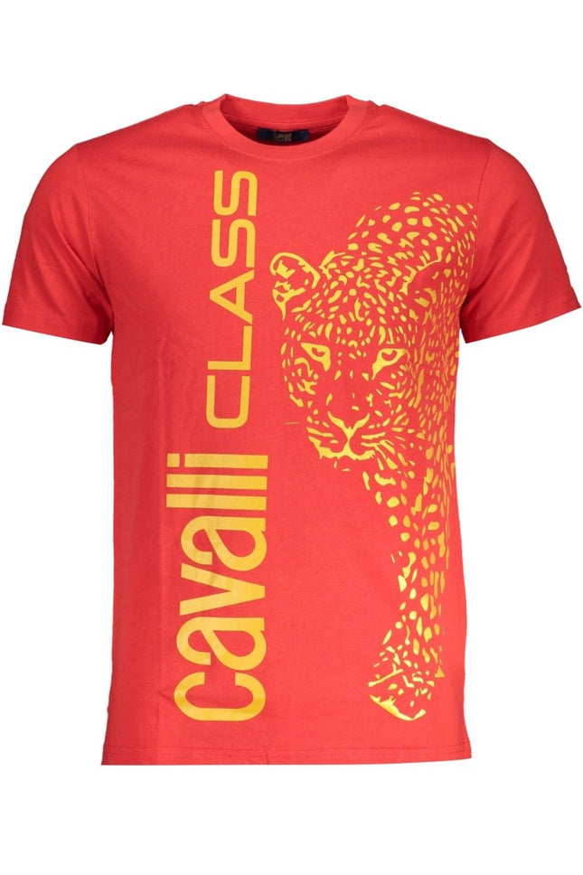 SEO. Cavalli Class Herren T-Shirt Kurzarm Rot – 100% Baumwolle für Sommer - Rot Linkreich