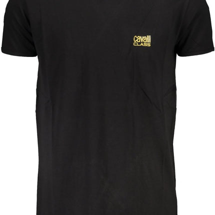 SEO. CAVALLI CLASS Herren T-Shirt Kurzarm Schwarz – Premium Baumwolle mit Elastan - Schwarz Linkreich