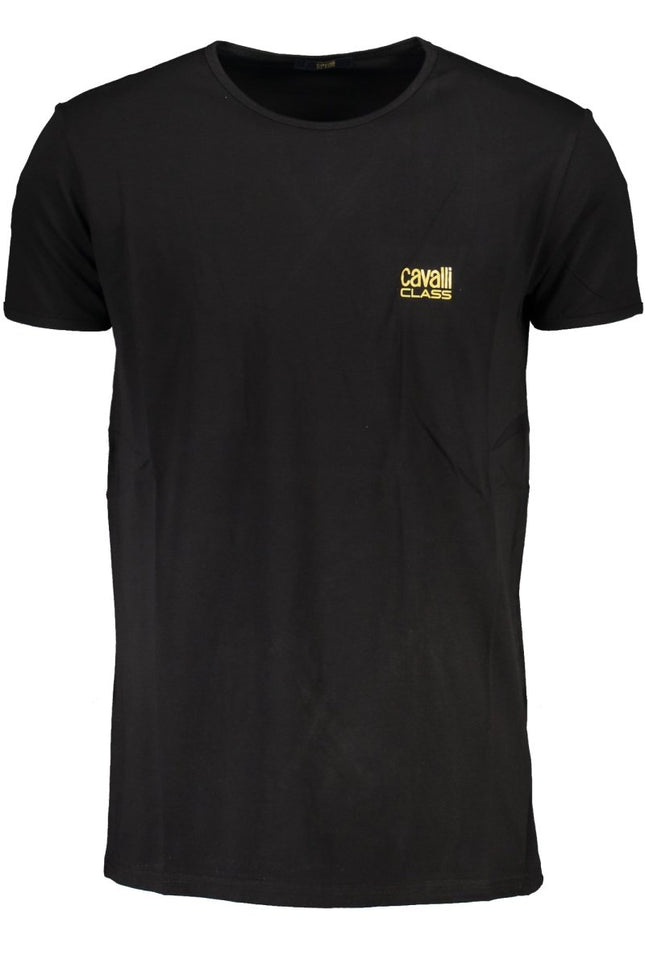 SEO. CAVALLI CLASS Herren T-Shirt Kurzarm Schwarz – Premium Baumwolle mit Elastan - Schwarz Linkreich