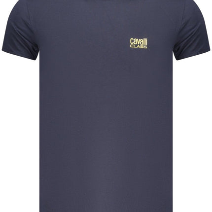 SEO. CAVALLI CLASS Herren T-Shirt Kurzarm Schwarz – Premium Baumwolle mit Elastan - Blau Linkreich