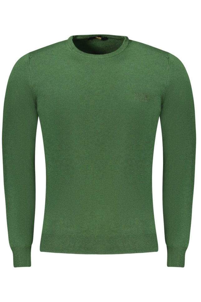 SEO. Cavalli Class Herrenpullover Grün – Langarm-Sweatshirt mit Logo-Stickerei - Grün Linkreich
