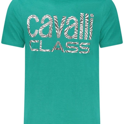 SEO. Cavalli Class Kurzarm T-Shirt Herren Schwarz - Grün (VE04038) Linkreich
