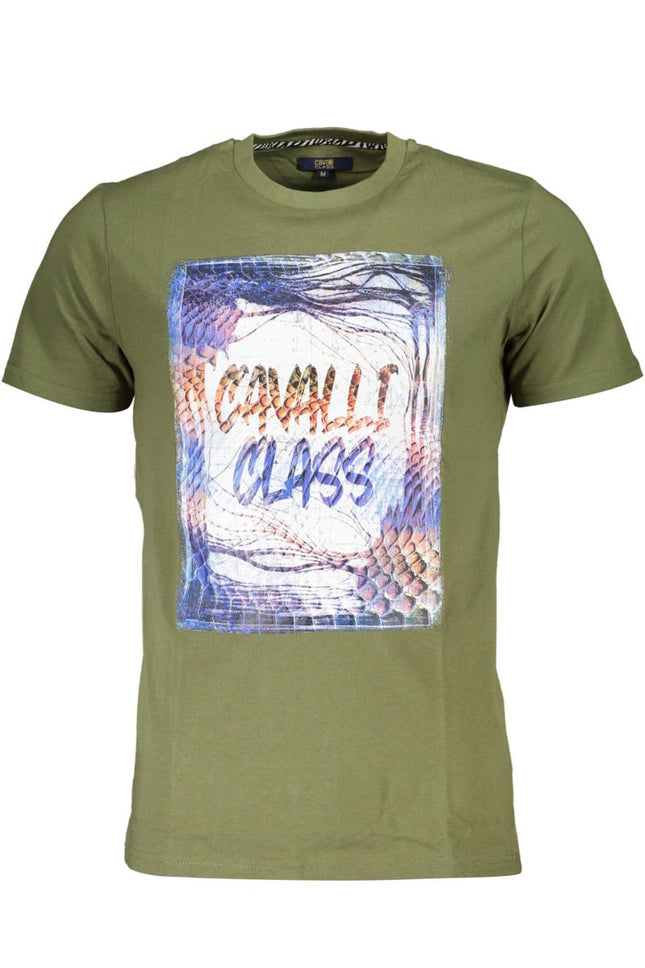 SEO. Cavalli Class Langarm - T-Shirt Herren – Grünes Basic aus 100% Baumwolle - Grün Linkreich