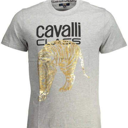 SEO. Cavalli Class T-Shirt Herren Grau – Kurzarm - Shirt aus 100% Baumwolle - Grau Linkreich