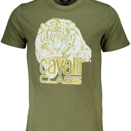 SEO. Cavalli Class T-Shirt Herren Grün – 100% Baumwolle Kurzarm für Sommer - Grün Linkreich