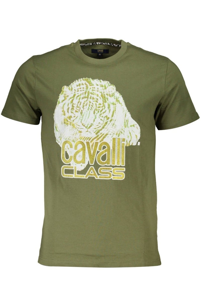 SEO. Cavalli Class T-Shirt Herren Grün – 100% Baumwolle Kurzarm für Sommer - Grün Linkreich