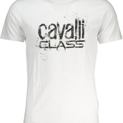 SEO. Cavalli Class T-Shirt Herren – Grünes Kurzarm - Shirt aus 100% Baumwolle - Weiß Linkreich