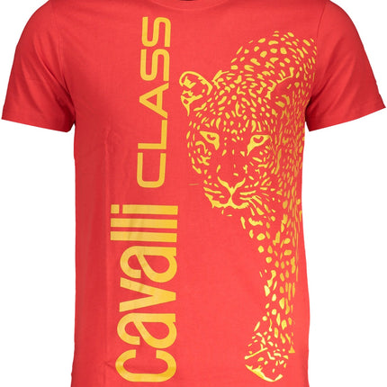 Cavalli Class Herren T-Shirt Kurzarm Rot – 100% Baumwolle für Sommer