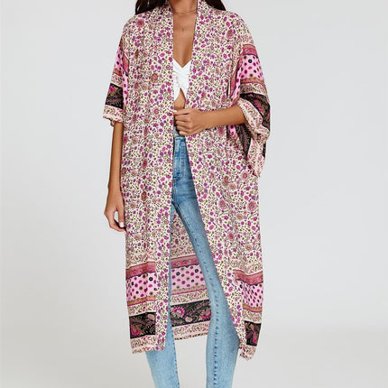 Relaxed Cotton Kimono In Pink