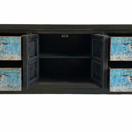 Vintage Asia Asiatisches Lowboard Kommode Bank Türkis-Schwarz - Art. 35208-5