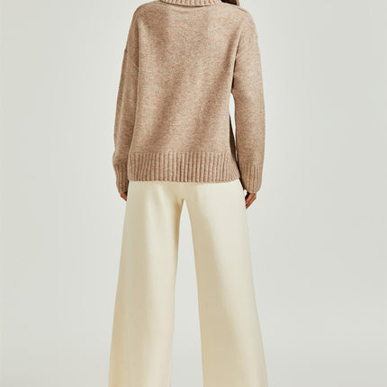 Jumper Top With High Neck In Cream