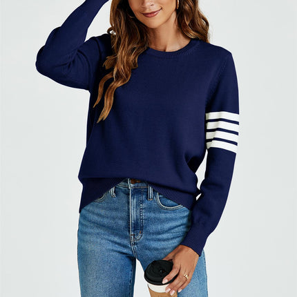 Stripe Pattern Jumper Top In Navy