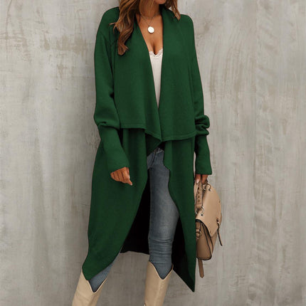 Dark Green Chunky Pleat Oversized Cardigan