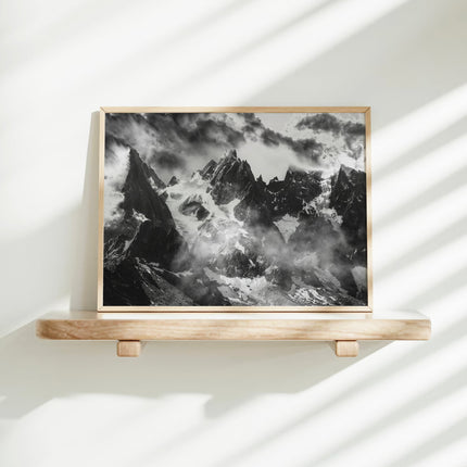 Needles of Chamonix Black and White Photography Wall Art