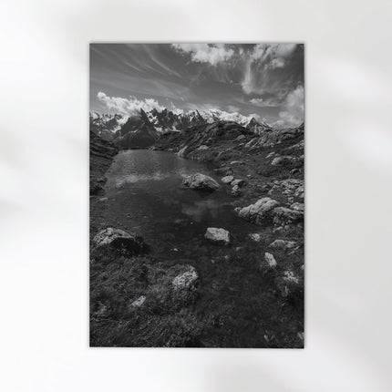 Lac de la Flégère Chamonix Wall Art – Black & White Alpine Photography Print
