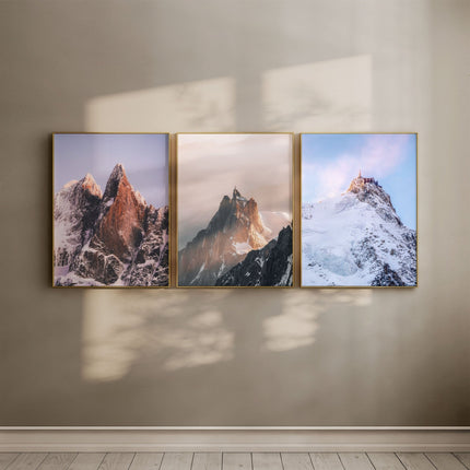 Les Drus & Aiguille du Midi Set of 3 – Mountain Wall Art Prints