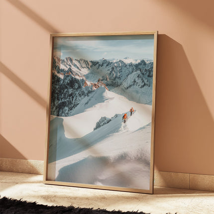 Mountaineers on the Aiguille du Midi Arête - Chamonix Alpine Landscape