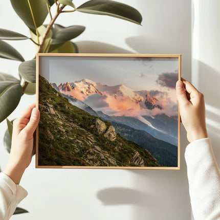 Mont Blanc Massif Sunset Wall Art Print - Chamonix Print