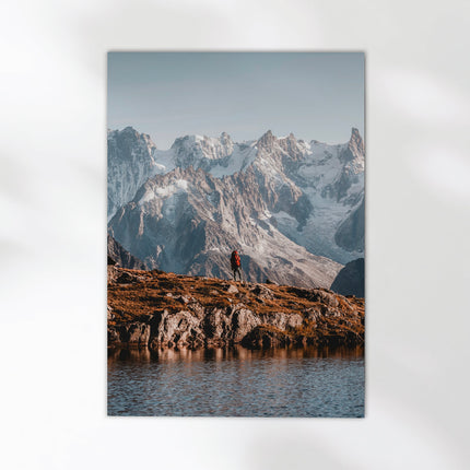 Hiker on the Tour du Mont Blanc Print - Chamonix Mountain Wall Art