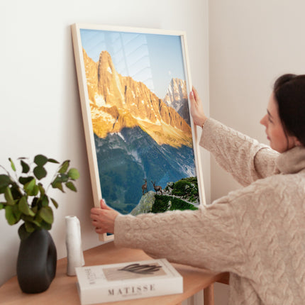 Les Drus Ibex Sunset Print – Mont Blanc Alpine Wildlife and Nature Wall Art