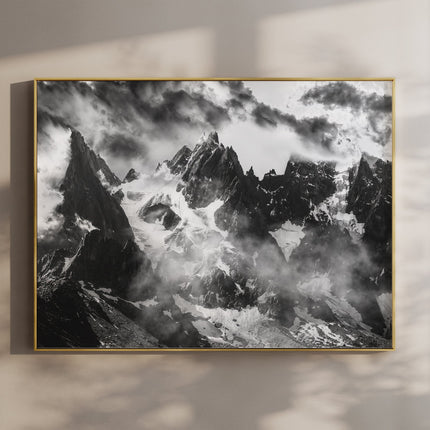Needles of Chamonix Black and White Photography Wall Art