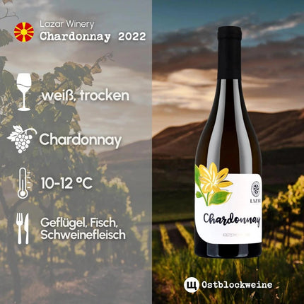 SEO. Chardonnay 2022 - Weißwein trocken aus Mazedonien - Linkreich