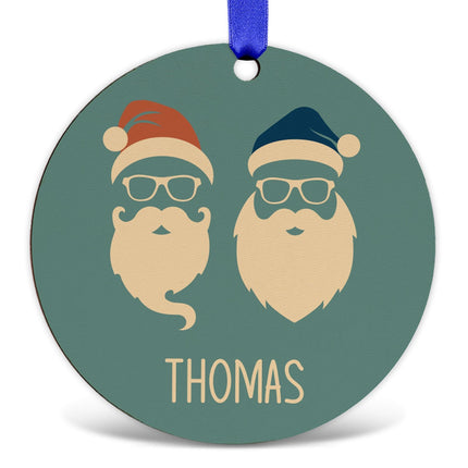 SEO. Christbaumschmuck aus Holz - Cool Santa - Weihnachtsanhänger mit Namen - 6cm Linkreich