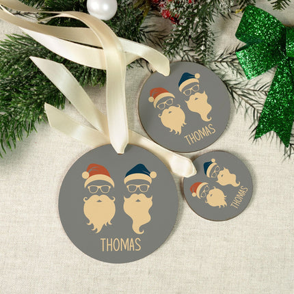 SEO. Christbaumschmuck aus Holz - Cool Santa - Weihnachtsanhänger mit Namen - 6cm Linkreich