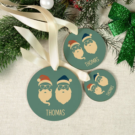 SEO. Christbaumschmuck aus Holz - Cool Santa - Weihnachtsanhänger mit Namen - 6cm Linkreich