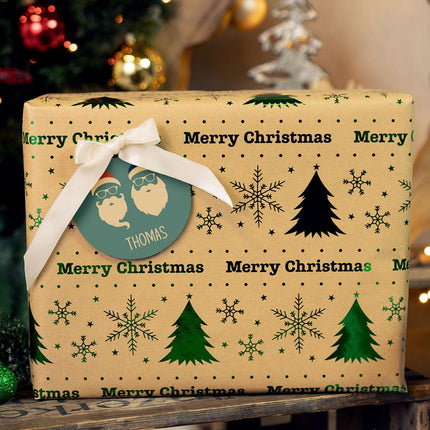 SEO. Christbaumschmuck aus Holz - Cool Santa - Weihnachtsanhänger mit Namen - 6cm Linkreich