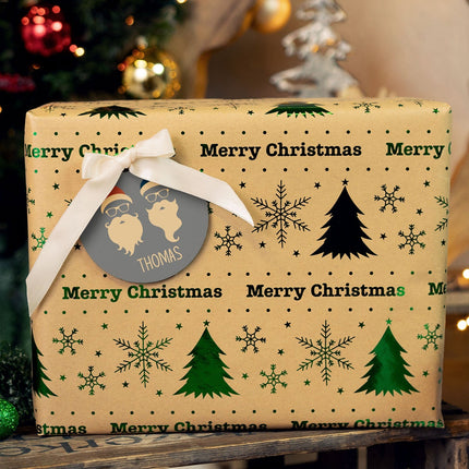 SEO. Christbaumschmuck aus Holz - Cool Santa - Weihnachtsanhänger mit Namen - 6cm Linkreich