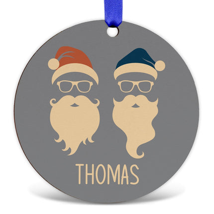 SEO. Christbaumschmuck aus Holz - Cool Santa - Weihnachtsanhänger mit Namen - 6cm Linkreich