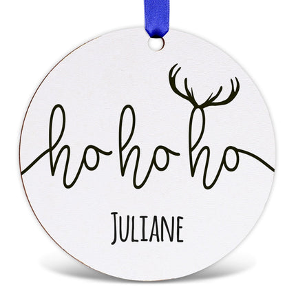 SEO. Christbaumschmuck aus Holz - Hohoho - Weihnachtsanhänger mit Namen - 6cm Linkreich