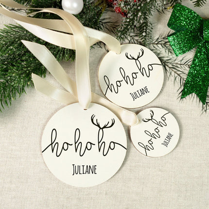 SEO. Christbaumschmuck aus Holz - Hohoho - Weihnachtsanhänger mit Namen - 6cm Linkreich