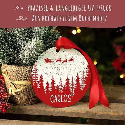 SEO. Christbaumschmuck aus Holz - Weihnachtswald - Weihnachtsanhänger mit Namen - 6cm Linkreich