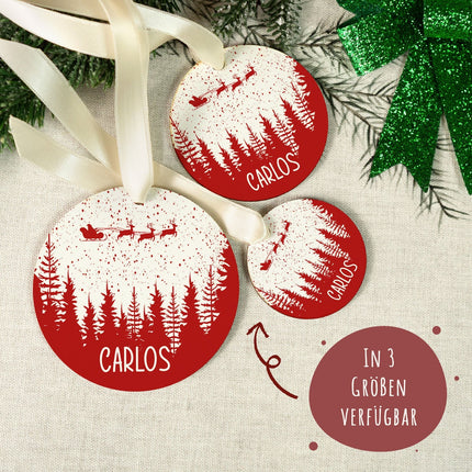 SEO. Christbaumschmuck aus Holz - Weihnachtswald - Weihnachtsanhänger mit Namen - 6cm Linkreich