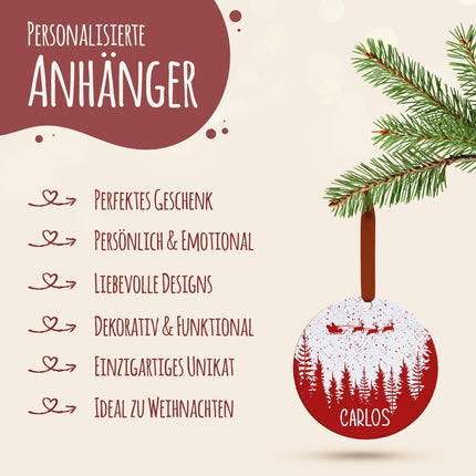 SEO. Christbaumschmuck aus Holz - Weihnachtswald - Weihnachtsanhänger mit Namen - 6cm Linkreich