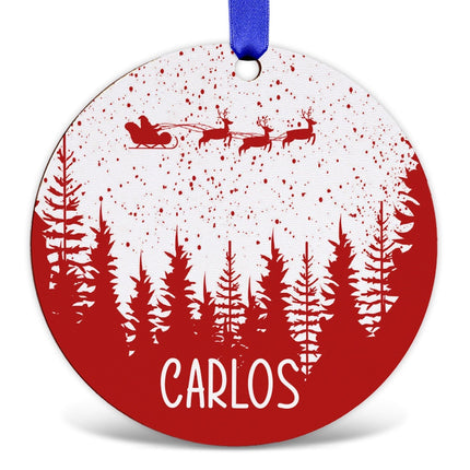 SEO. Christbaumschmuck aus Holz - Weihnachtswald - Weihnachtsanhänger mit Namen - 6cm Linkreich