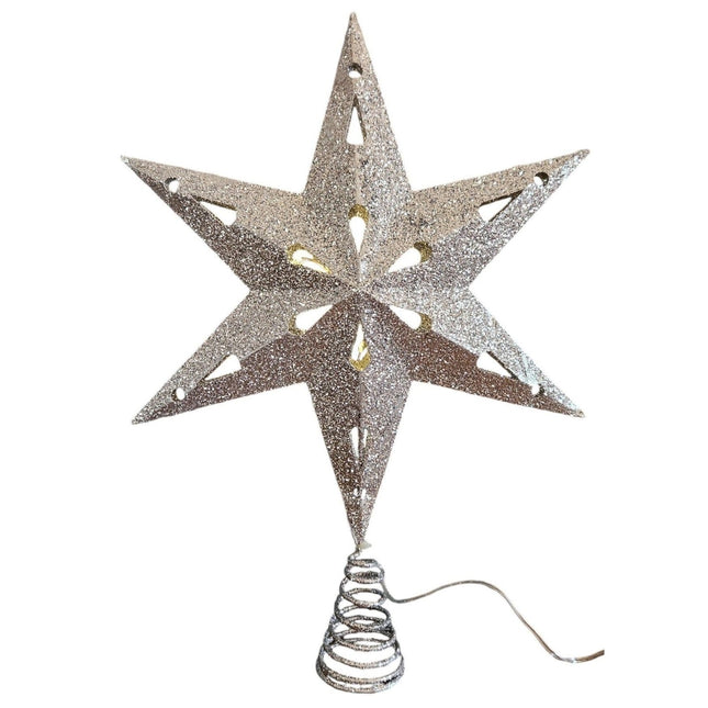 Christbaumspitze 35cm Baumspitze Weihnachten Metall Glitzer LED Stern B - WARE (Weihnachtsstern LED) kaufen bei Linkreich – Jetzt entdecken!