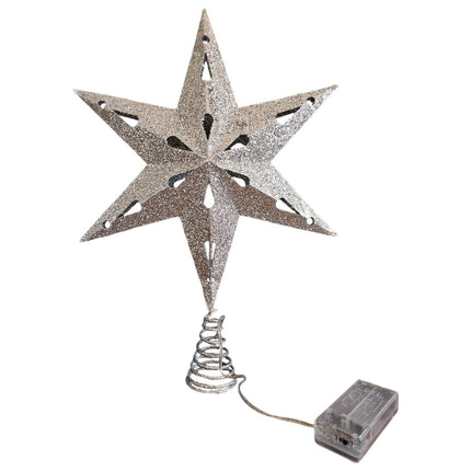 Christbaumspitze 35cm Baumspitze Weihnachten Metall Glitzer LED Stern B - WARE (Weihnachtsstern LED) kaufen bei Linkreich – Jetzt entdecken!