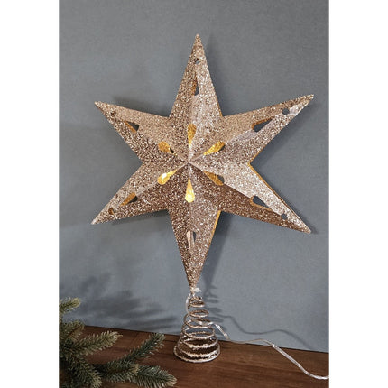 Christbaumspitze 35cm Baumspitze Weihnachten Metall Glitzer LED Stern B - WARE (Weihnachtsstern LED) kaufen bei Linkreich – Jetzt entdecken!