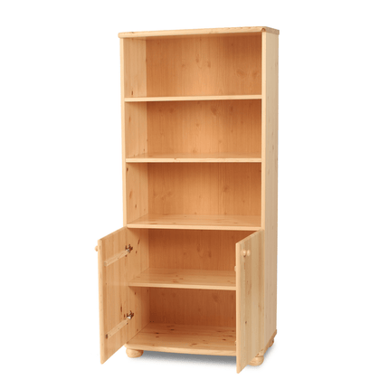SEO. Claudia Büroschrank Aktenschrank | 2 - Türig mit 3 - Regalfächern | 100% Bio Kiefer Massivholz - Natur Linkreich