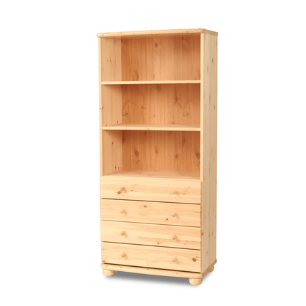 SEO. Claudia Büroschrank Aktenschrank Schubladenschrank | 4 - Schubladen | 100% Bio Kiefer Massivholz - Natur Linkreich