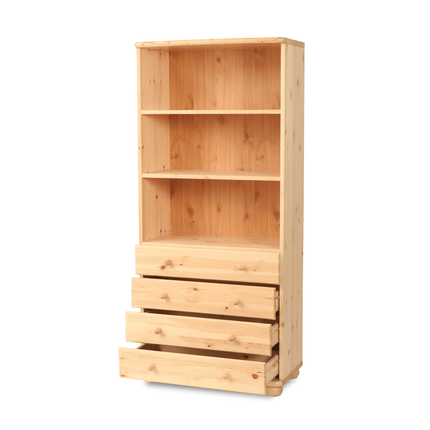 SEO. Claudia Büroschrank Aktenschrank Schubladenschrank | 4 - Schubladen | 100% Bio Kiefer Massivholz - Natur Linkreich