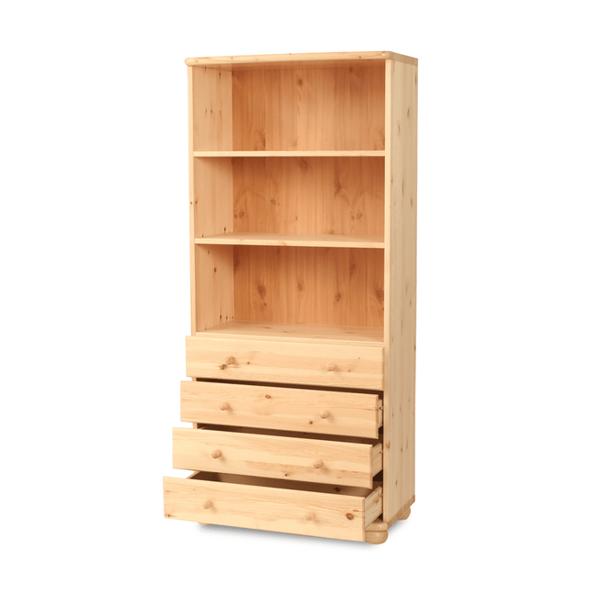 SEO. Claudia Büroschrank Aktenschrank Schubladenschrank | 4 - Schubladen | 100% Bio Kiefer Massivholz - Natur Linkreich