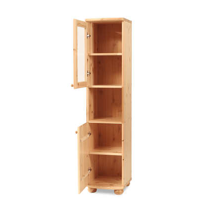 SEO. Claudia Buffetschrank Vitrine | 2 - Türig | 100% Bio Kiefer Massivholz - Natur Linkreich